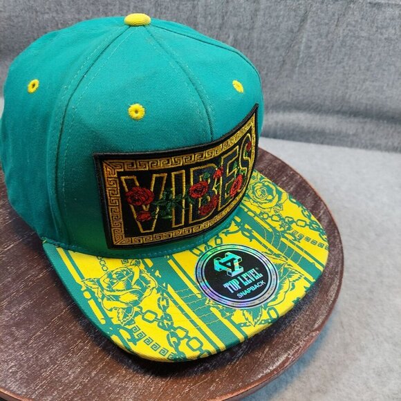 Top Level Snapback Hat With "Vibes" Embroidery & Patterned Brim Adjustable Fit - Picture 7 of 9